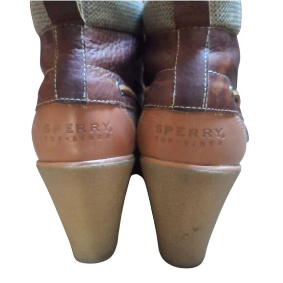 Sperry Bailey Wedge Leather Booties – Brown Plaid Ankle Boots (Women’s 9) - Picture 4 of 7